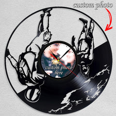 Personalized Skydiving LP Record Wall Clock â€?Custom Photo & Name, Silent Quartz