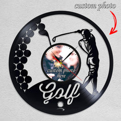 Personalized Golf LP Record Wall Clock â€?Custom Photo & Name, Silent Quartz