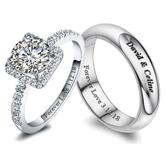 Gulleiâ„?Engraved 1.75 Carat Lab Grown Diamond Wedding Bands Set