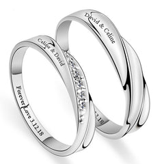 Custom Engraved Sterling Silver Promise Rings (Set of 2)