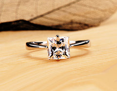 1 Carat Lab Diamond Princess Cut Ring Band for Her