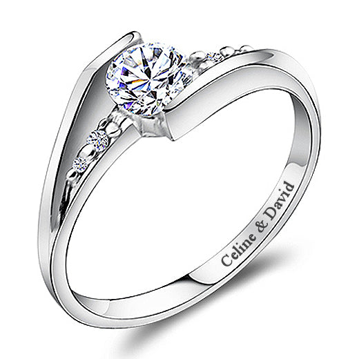 Modern Bypass Diamond Promise Ring with Engraving - 0.6ct