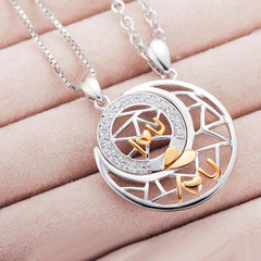 Interlocking Heart His Hers Necklaces Set with Custom Names