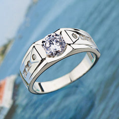 Mens Wedding Ring with Custom Engraving Sterling Silver 7.8mm
