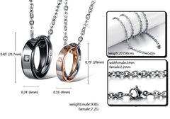 Double Ring Pendant Perfect Couples Necklaces Gift for 2