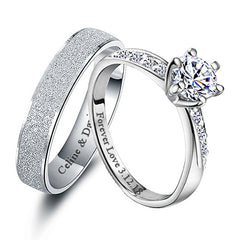 Distance Relationship Promise Rings for Couples - Engraved Sterling Silver Gift