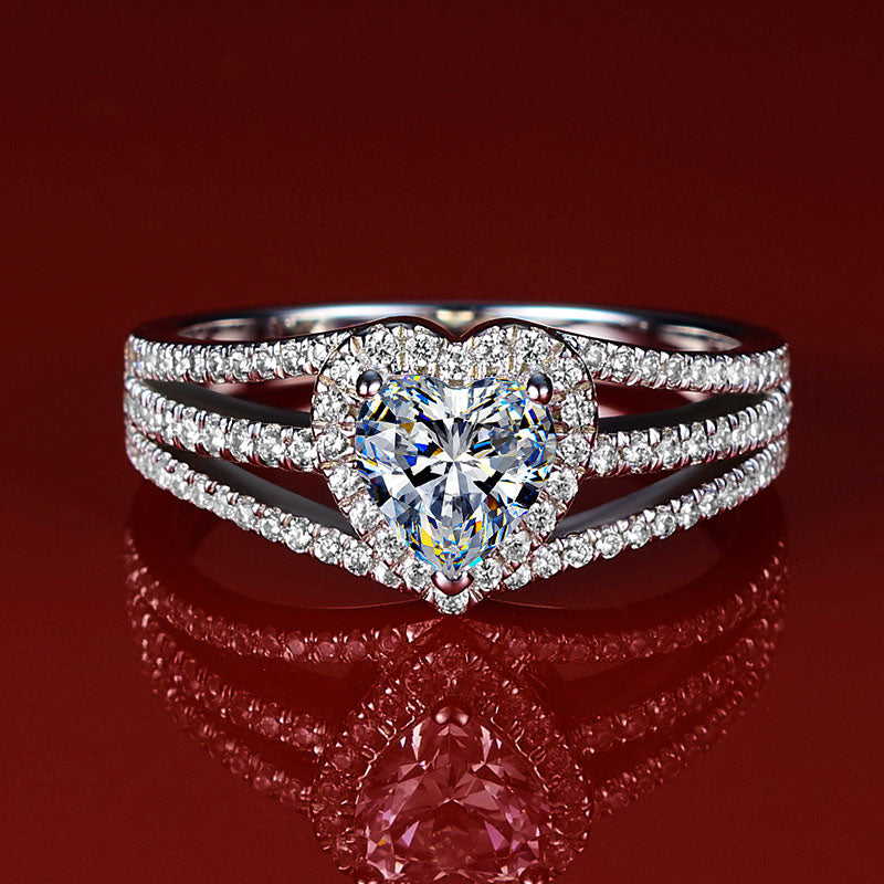 1 Carat Lab Created Heart Cut Diamond Ring