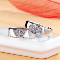 0.04 Carat Diamond Heart Matching Rings Set