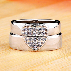 0.04 Carat Diamond Heart Matching Rings Set