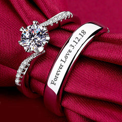 Personalized 1 Carat Moissanite Promise Rings - Adjustable Sterling Silver