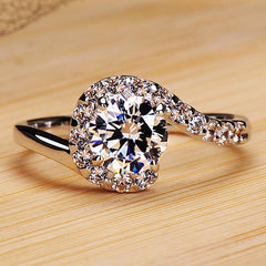 Unique 1 Carat Lab Diamond Ring for Her - Platinum Plated