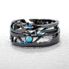 Matching Wedding Bands for Men and Women - Black - Sterling Silver (Adjustable Size)