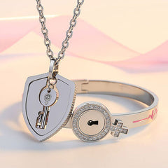 Real Lock and Key Jewelry Gift for Girlfriend Boyfriend