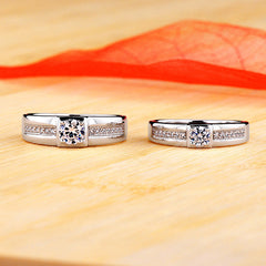 Engraved 0.64 Carat Lab Diamond Matching Rings Set