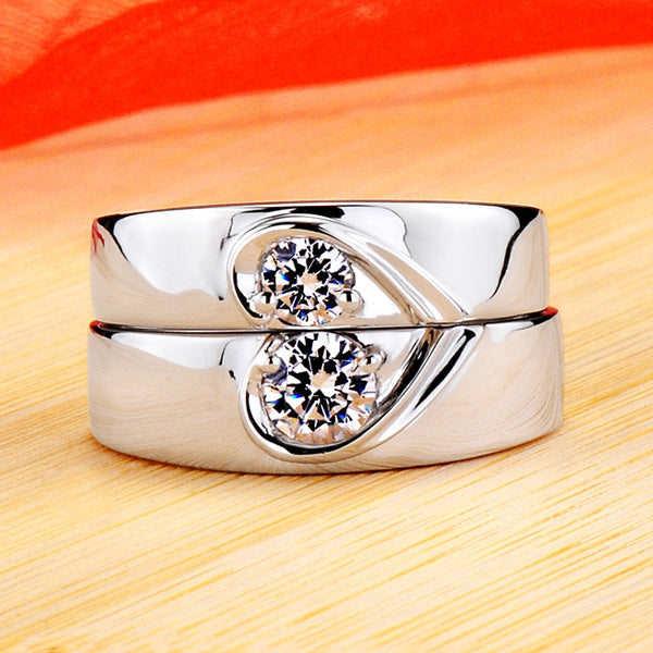 Gulleiâ„?0.64 Carat Lab Grown Diamond Rings Set - Half Hearts Design