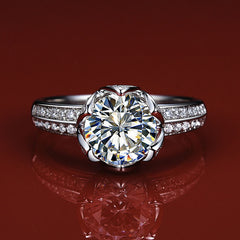 0.5 Carat Halo Moissanite Diamond Ring for Her