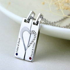 Engraved Half Hearts Relationship Necklaces Set for 2