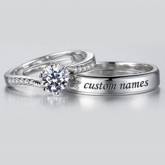 Personalized 1 Carat Moissanite Promise Rings - Adjustable Sterling Silver