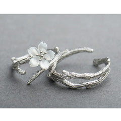 Cherry Blossom Couple Rings - Adjustable Sterling Silver