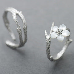 Cherry Blossom Couple Rings - Adjustable Sterling Silver