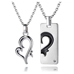 Personalized Matching Hearts Couples Necklaces Set for 2