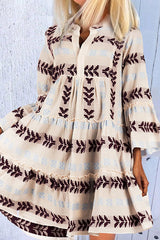 Cute Ruffled Mini Print Dress