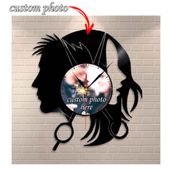 Personalized Hair Stylist LP Record Wall Clock â€?Custom Photo & Name, Silent Quartz