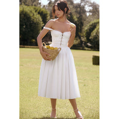 White lace suspender slim midi dress