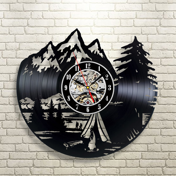 Vinyl Record Analog Wall Clock Gift for Hiking/Camping Lovers