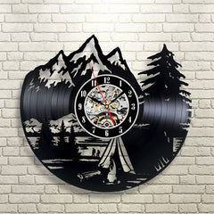 Vinyl Record Analog Wall Clock Gift for Hiking/Camping Lovers