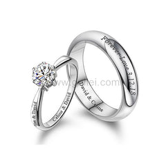 Gulleiâ„?Engraved Cubic Zirconia Couples Rings Set for Two