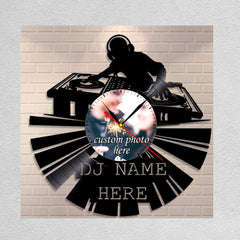 Silent Wall Clock for DJs â€?Personalized Photo & Name LP Record