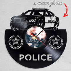 Personalized Police Officer Wall Clock â€?Custom Photo, Silent Quartz Movement