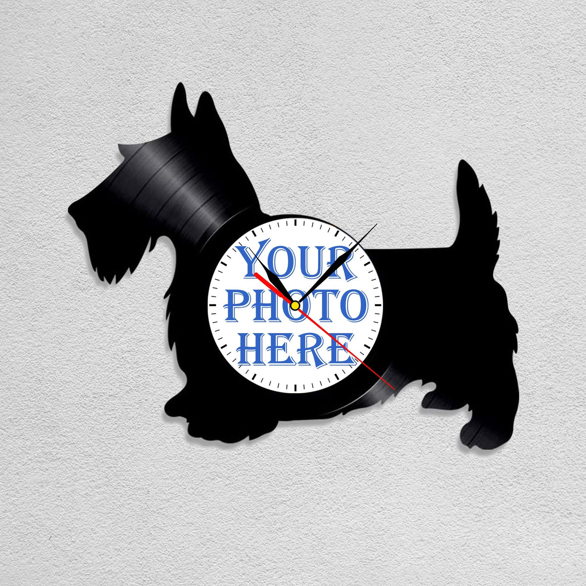 Personalized Dog Silhouette Silent Wall Clock â€?Custom Pet Photo LP Record