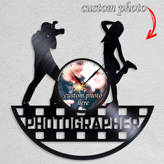 Personalized Photographer Wall Clock â€?Custom LP Design, Silent Movement