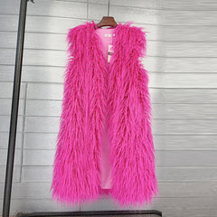 Women's Long Beach Wool Fur Vest