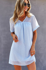 V Neck Short Sleeve Fashion Mini Dress