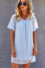 V Neck Short Sleeve Fashion Mini Dress