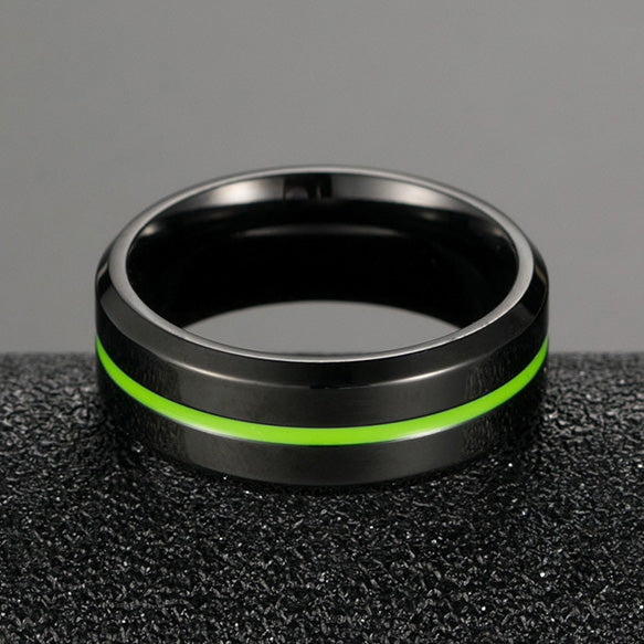 Personalized Black Wedding Band 8mm