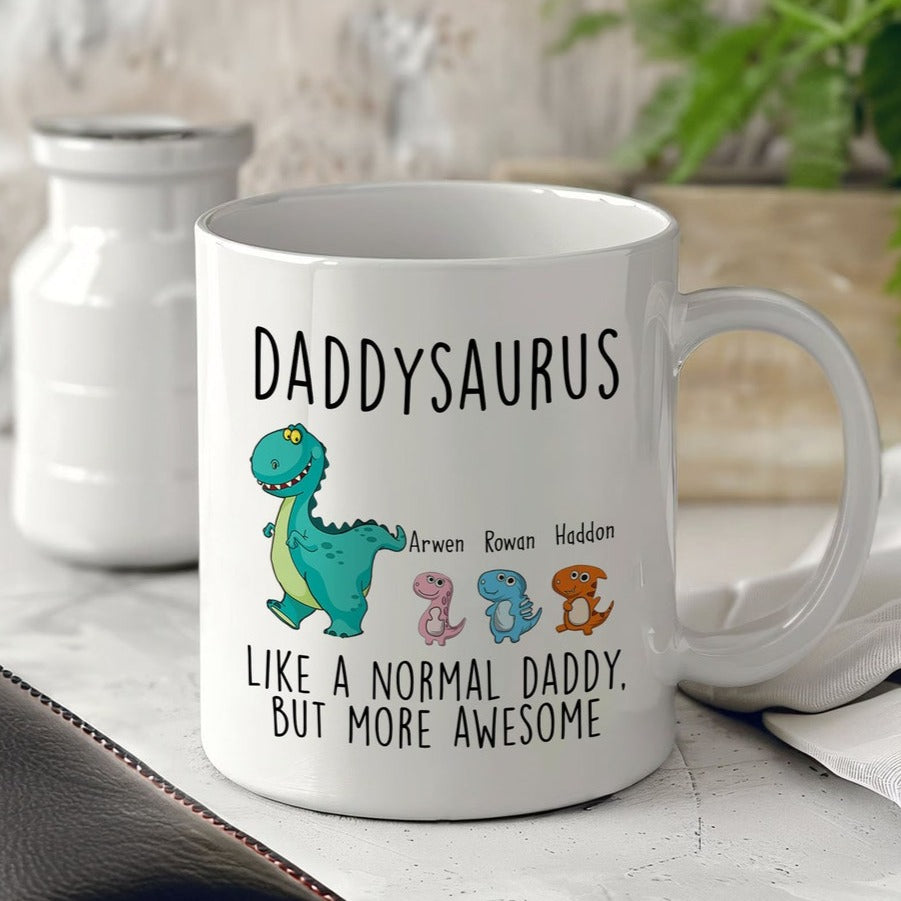 Gulleiâ„?Daddysaurus Coffee Mug with Kids Names