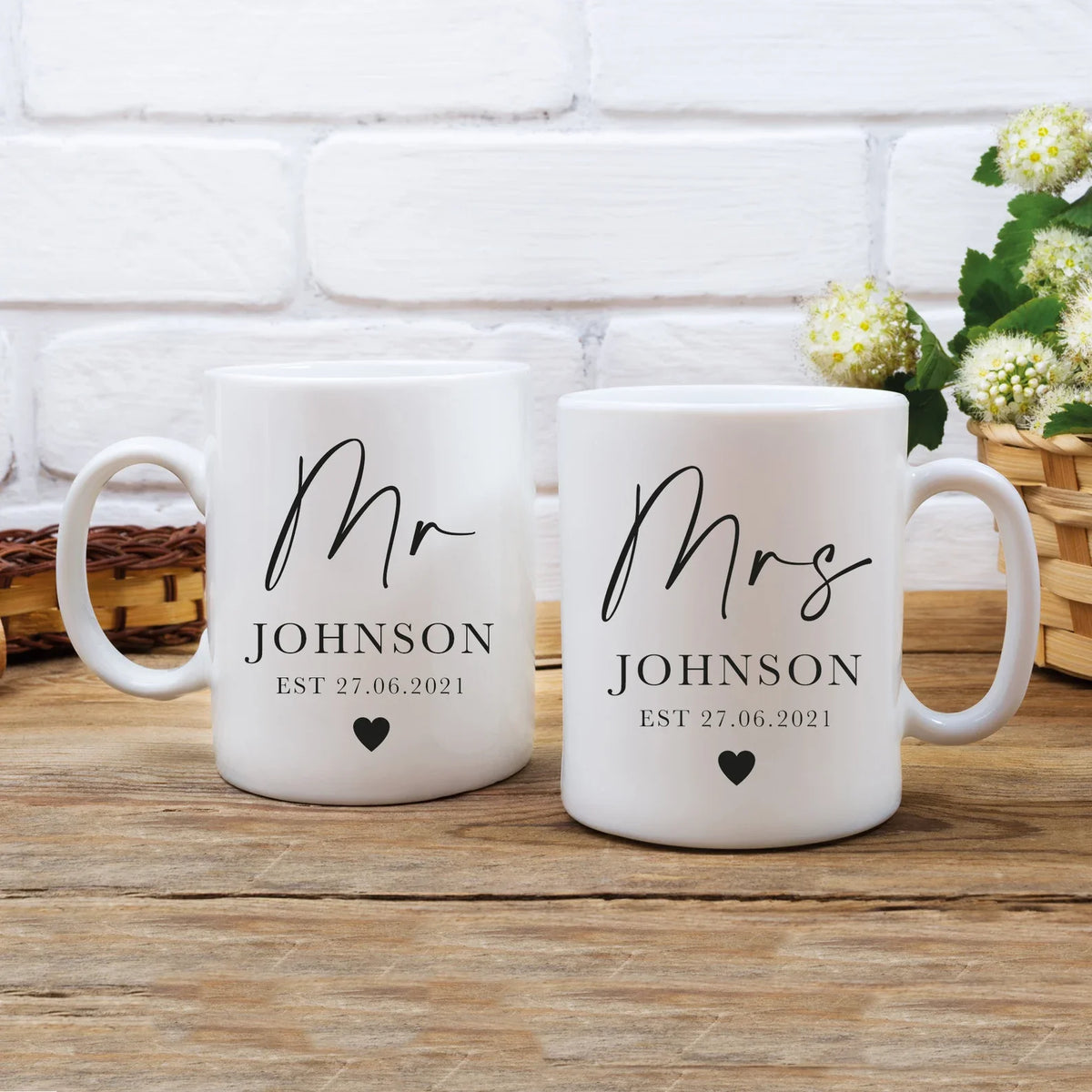Gulleiâ„?Personalised Mr & Mrs Anniversary Mug Set