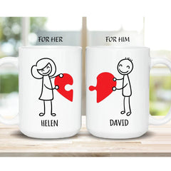 Gulleiâ„?Half Hearts Couple Coffee Mugs Set