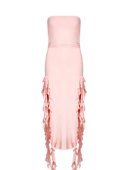 Lisa Strapless Ruffle Dress in Pink