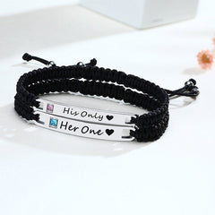 Her One His Only Engraved Matching Bracelets
