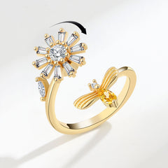 Spinning Flower Fidget Ring for Her