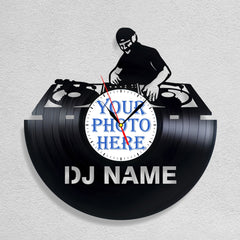 Personalized DJ Silent Wall Clock â€?Custom Name & Photo LP Record Gift