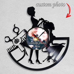 Personalized Hairstylist Wall Clock â€?Custom LP Record, Silent Movement
