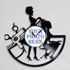 Personalized Hairstylist Wall Clock â€?Custom LP Record, Silent Movement