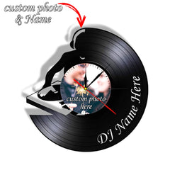 Personalized DJ LP Record Wall Clock â€?Custom Photo & Name, Silent Quartz