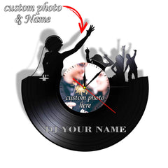 Personalized DJ LP Record Wall Clock â€?Custom Photo, Silent Quartz